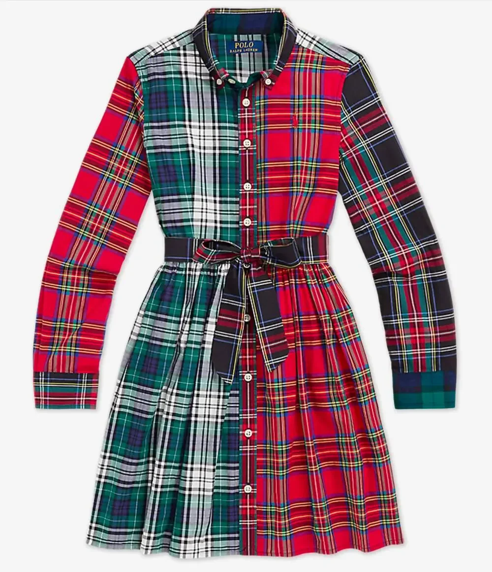 NEW POLO RALPH LAUREN Plaid Cotton Fun Shirtdress in assorted colors